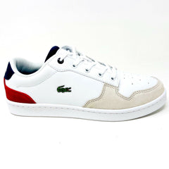 Lacoste Master Cup 120 2 SUJ Leather White Navy Red Kids Casual Sneakers