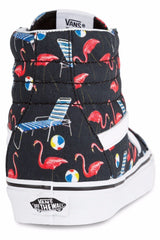 Vans Sk8 Hi Reissue (Pool Vibes) Black White Beach Flamingo Womens Casual Shoes