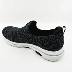 Skechers Go Walk 5 Trendy Step Black Gray Womens Size 8 Wide Comfort Shoes