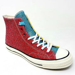 Converse x JW Anderson Chuck 70 Hi Glitter Barbados Cherry Red Womens 164694C