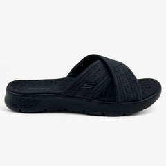 Skechers Go Walk Flex Butterfly Bliss Black Gray Womens Sandal Slip-On