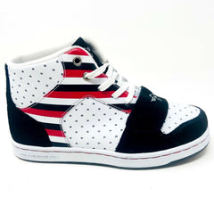 Creative Recreation Cesario Black White Red Stripes Youth Kids Sneakers