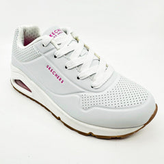 Skechers Uno Stand On Air White Pink Kids Girls Sneakers