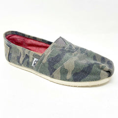 Toms Classics Washed Camo Canvas Womens Slip On Casual Canvas Flat Shoes
