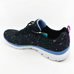 Skechers Flex Appeal 4.0 Rich Flair Black Blue Womens Size 10 Athletic Shoes