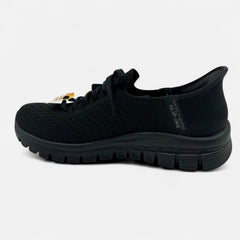 Skechers Graceful First Blush Black Womens Casual Slip Ins Sneaker
