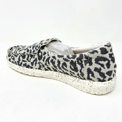Hey Dude Womens Misty Woven Cheetah Grey Size 5 Slip On Walking Comfort Shoes