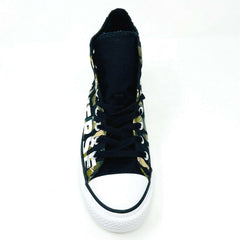 Converse Chuck Taylor All Star Hi Black Green Camo Print Womens Sneakers 166232F