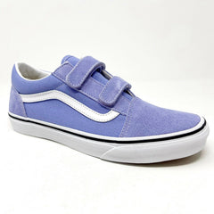Vans Old School V Pale Iris True White Junior Kids Laceless Casual Shoes