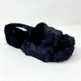 Sugar Wryde Black Platform Fluffy Slip On Womens Fur Slipper Warm Sandals