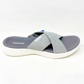 Skechers On The Go 600 Glistening Silver Womens Slip On Slide Sandals