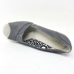 Toms Wedge Ash Canvas Womens Open Toe Heel Casual Booties