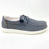 Hey Dude Womens Wendy Chambray Off Black Slip On Comfort Shoes