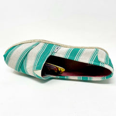 Toms Classics Aqua Umbrella Stripe Womens Slip On Casual Canvas Flat Shoes