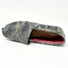 Toms Classics Washed Camo Canvas Womens Slip On Casual Canvas Flat Shoes