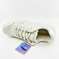 Skechers Upbeats Shiny Stepper White Silver Womens Size 8 Comfort Sneakers