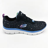 Skechers Flex Appeal 4.0 Rich Flair Black Blue Womens Size 10 Athletic Shoes