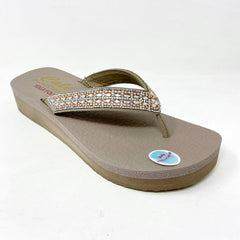 Skechers Vinyasa Glory Day Taupe Womens Flip Flop Comfort Sandals