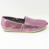 Toms Classics Pink Glitter Womens Size 6 Slip On Casual Canvas Flat Shoes