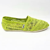 Toms Classics Neon Lime Crochet Womens Slip On Casual Canvas Flat Shoes