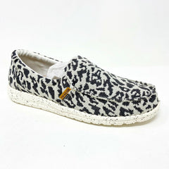 Hey Dude Womens Misty Woven Cheetah Grey Size 5 Slip On Walking Comfort Shoes