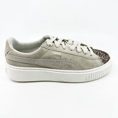 Puma Suede Platform Crushed Gem Marshmallow Metallic Gold Womens 365866 02
