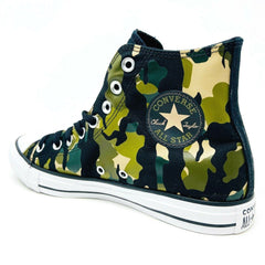 Converse Chuck Taylor All Star Hi Black Green Camo Print Womens Sneakers 166232F