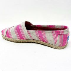 Toms Classics Pink Umbrella Stripe Womens Slip On Casual Canvas Flat Shoes