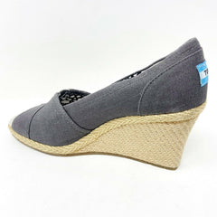 Toms Wedge Ash Canvas Womens Open Toe Heel Casual Booties