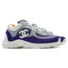 Chanel CC Logo Suede Nylon Purple Blue Sneaker