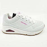 Skechers Uno Stand On Air White Pink Kids Girls Sneakers