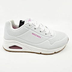 Skechers Uno Stand On Air White Pink Kids Girls Sneakers