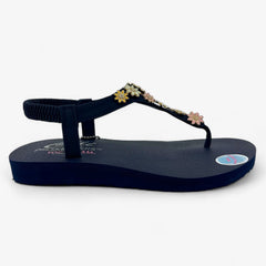 Skechers Meditation Happy Daisies Navy Multicolor Womens Sandal Slingback