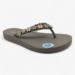 Skechers Meditation Daisy Crush Taupe Multicolor Womens Sandal Thong