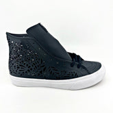 VANS Sk8 Hi Decon Slim (Cut-out) Leaves Black Leather Womens Shoes
