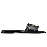 Dior D-Lane Openwork Microcannage Motif Calfskin Black Slides