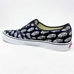 Vans Authentic (Blue Boards) Black True White Faded Logo Womens Casual Shoes