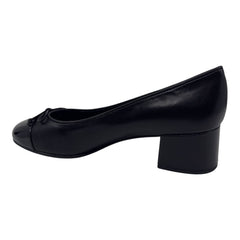Tory Burch Cap Toe Pump 45MM Perfect Black Womens Heel Goat Leather Pump
