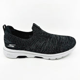 Skechers Go Walk 5 Trendy Step Black Gray Womens Size 8 Wide Comfort Shoes