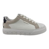Tory Burch Ladybug Titanium White Black Womens Casual Tumbled Leather Sneaker