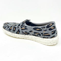 Hey Dude Womens Misty Charcoal Cheetah Size 5 Slip On Walking Shoes