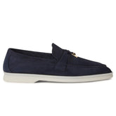 Loro Piana Summer Charms Suede Argo Blue Melange Loafers