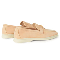 Loro Piana Summer Charms Walk Suede Goatskin Pink Reef Loafers