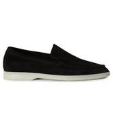 Loro Piana Summer Walk Suede Black Loafers