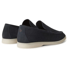 Loro Piana Summer Walk Suede Classic Blue Loafers