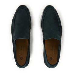 Loro Piana Summer Walk Suede Dark Green Loafers