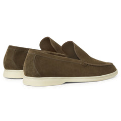 Loro Piana Summer Walk Suede Grey Moss Loafers
