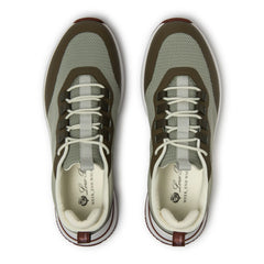 Loro Piana Week End Walk Frost Dark Green Linen Mesh Sneaker