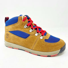 Timberland GT Scramble Mid Wheat Blue Red Kids Nubuck Outdoor Boots 3595R