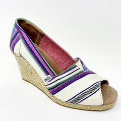 Toms Wedge Village Stripe Womens Open Toe Heel Casual Booties